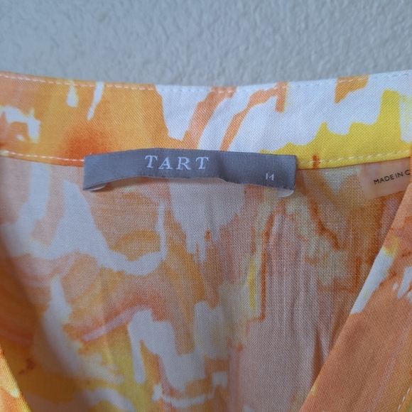 NWT Tart Kallie Sunset Ruffled Smocked Yellow/Orange Mini Dress Womens Size M - Picture 2 of 8